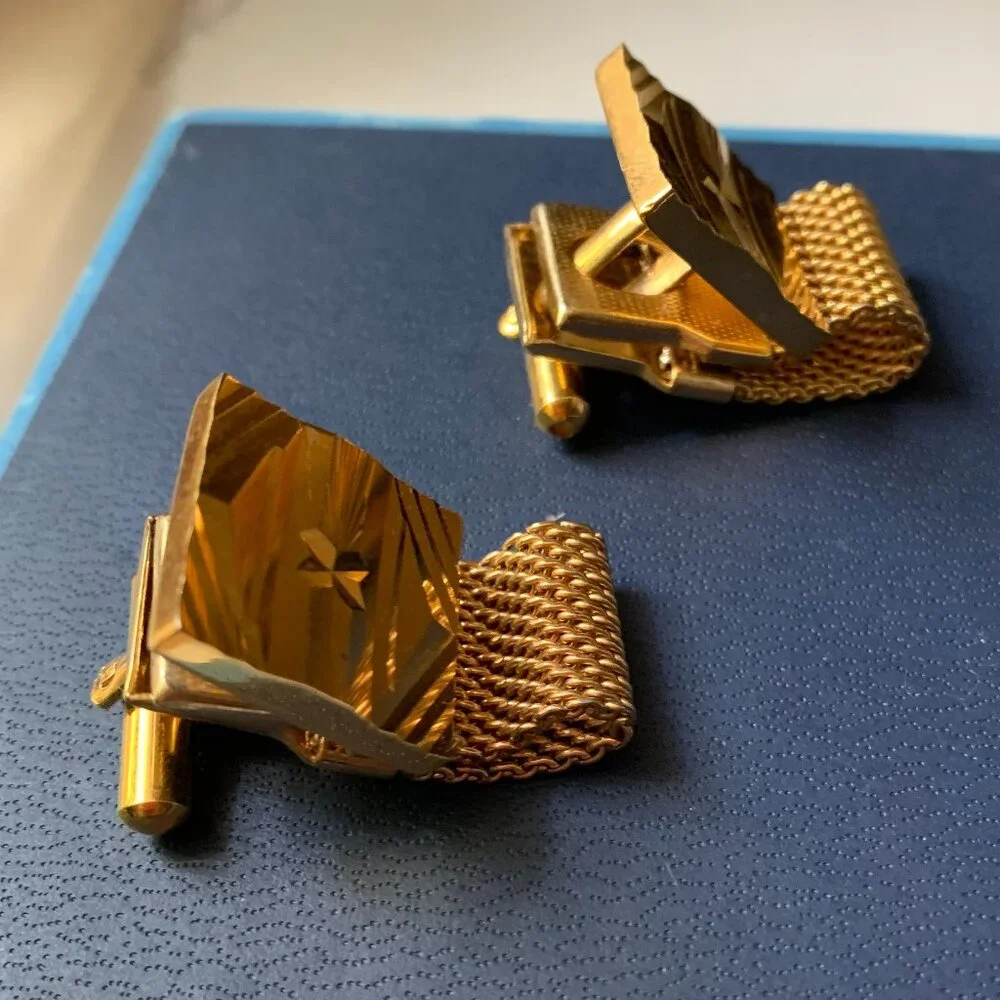 24K Gold Plated Vintage Mesh Cufflinks